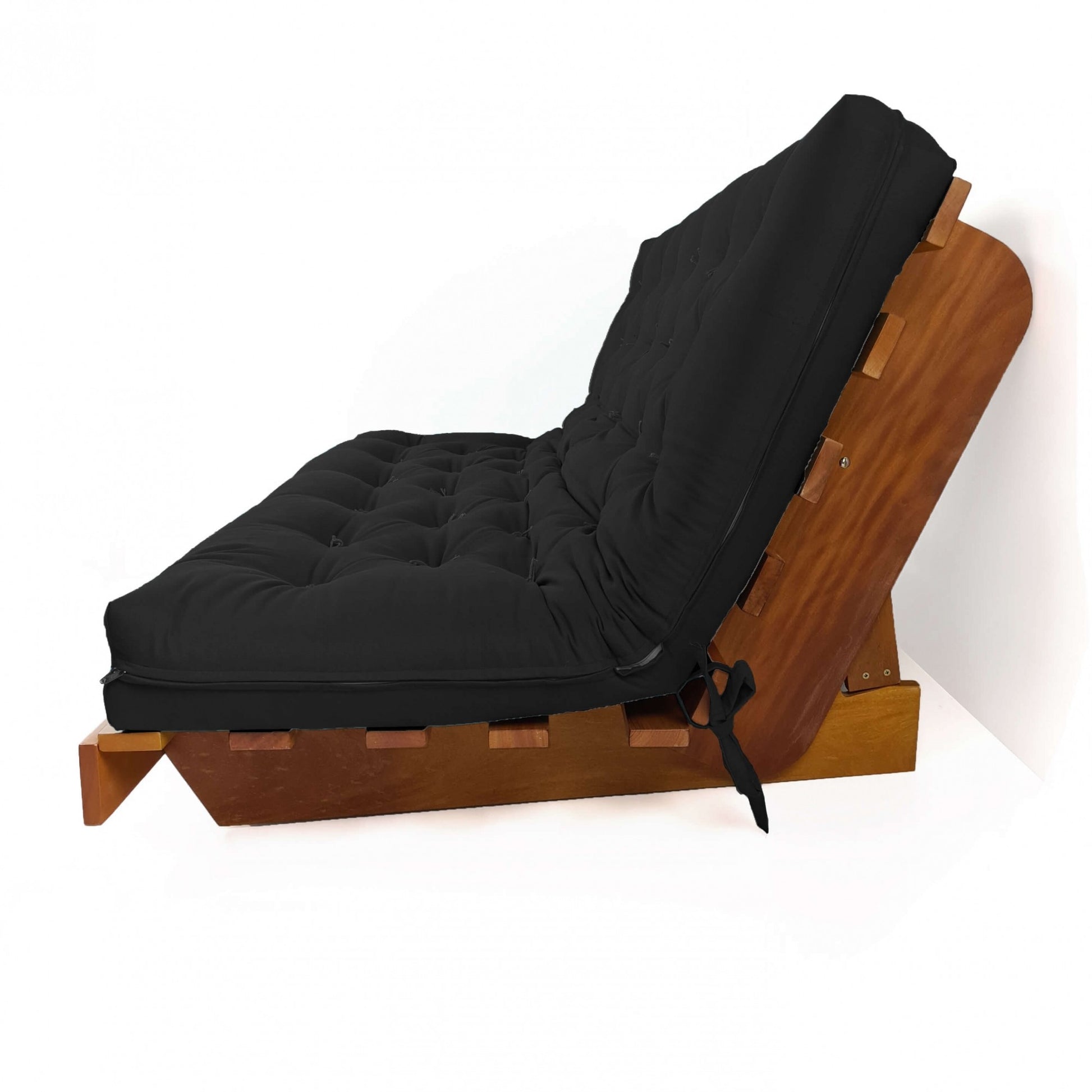 Sofá Cama Futon L Sarja Preto em Madeira Nobre Maciça