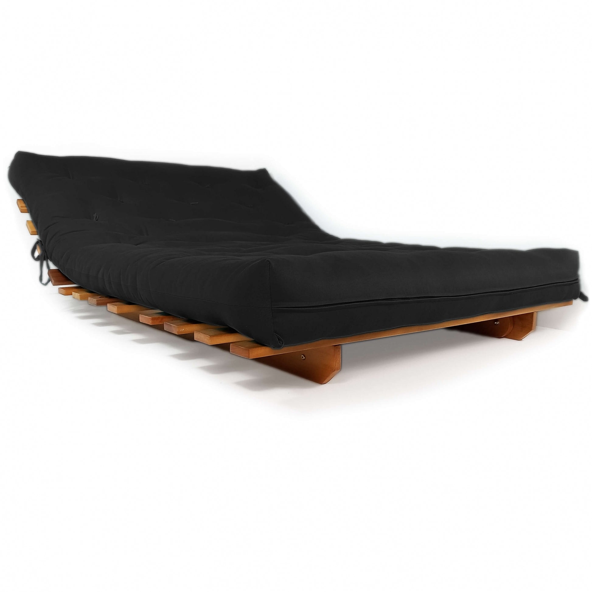 Sofá Cama Casal Futon Oriental Madeira Nobre Natural Preto