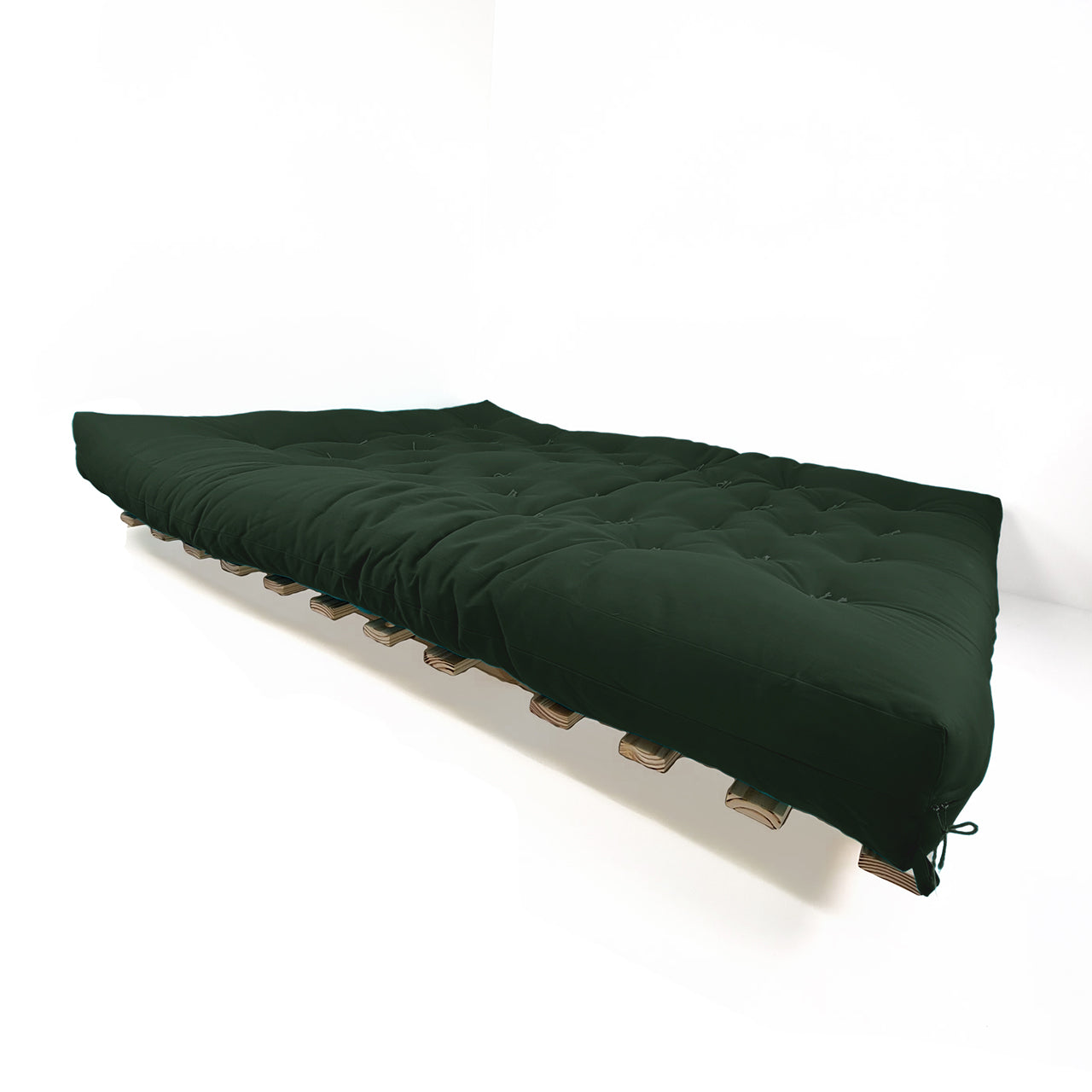 Sofa Cama Futon Oriental King Madeira Pinus Sarja Verde Militar
