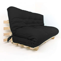 Sofa Cama Futon Oriental King Madeira Maciça Sarja Preto