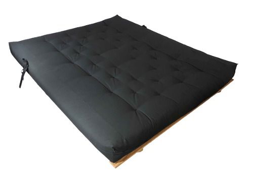 Sofa Cama Futon Oriental King Madeira Nobre Sarja Preto
