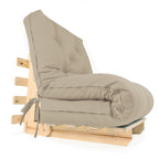 Sofa Cama Solteiro Futon Dobrável - Madeira Natural Acquablock Fendi