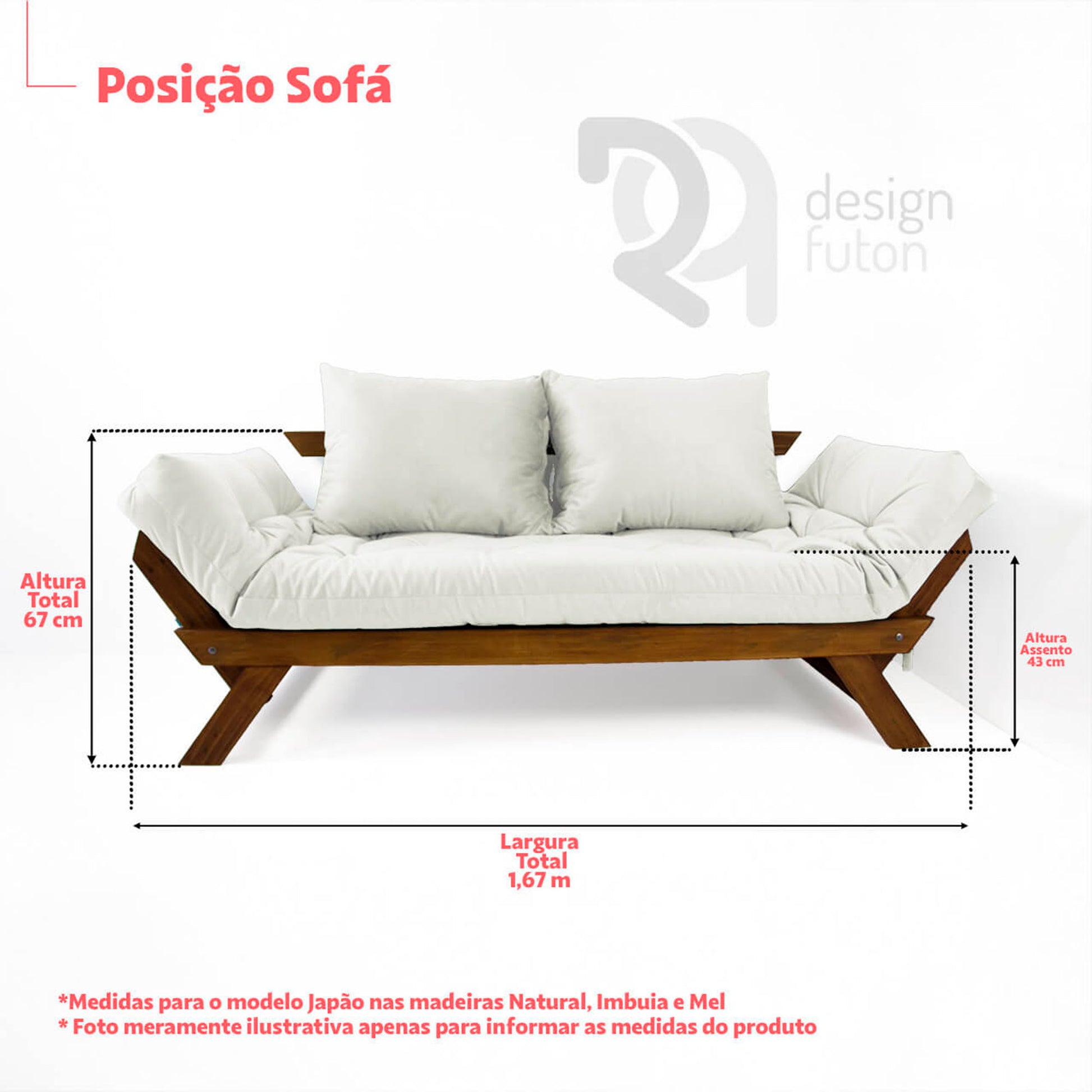 Sofá Japão Futon Sarja Madeira Sem Pintura - Caramelo