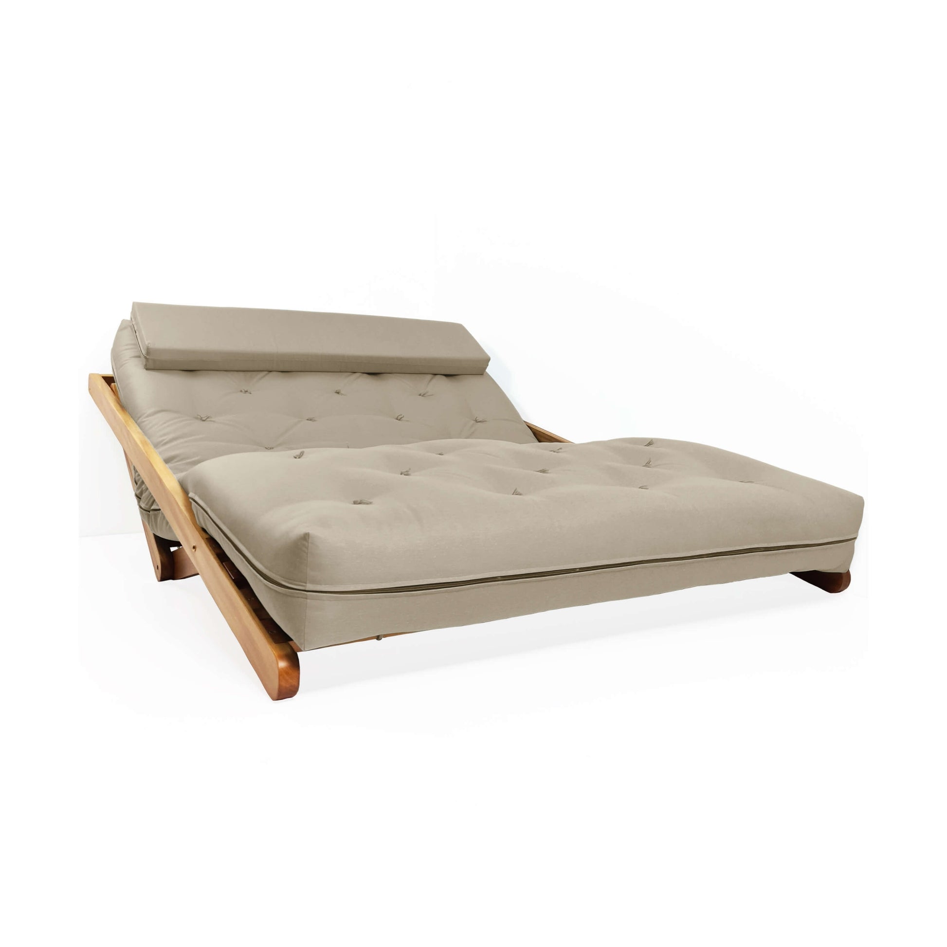 Poltrona New York Reclinável Casal Futon Sarja Bege Sala de Estar