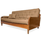 Sofá Cama Casal Futon Paris II Acquablock em Madeira Maciça Mel - Cor Fendi