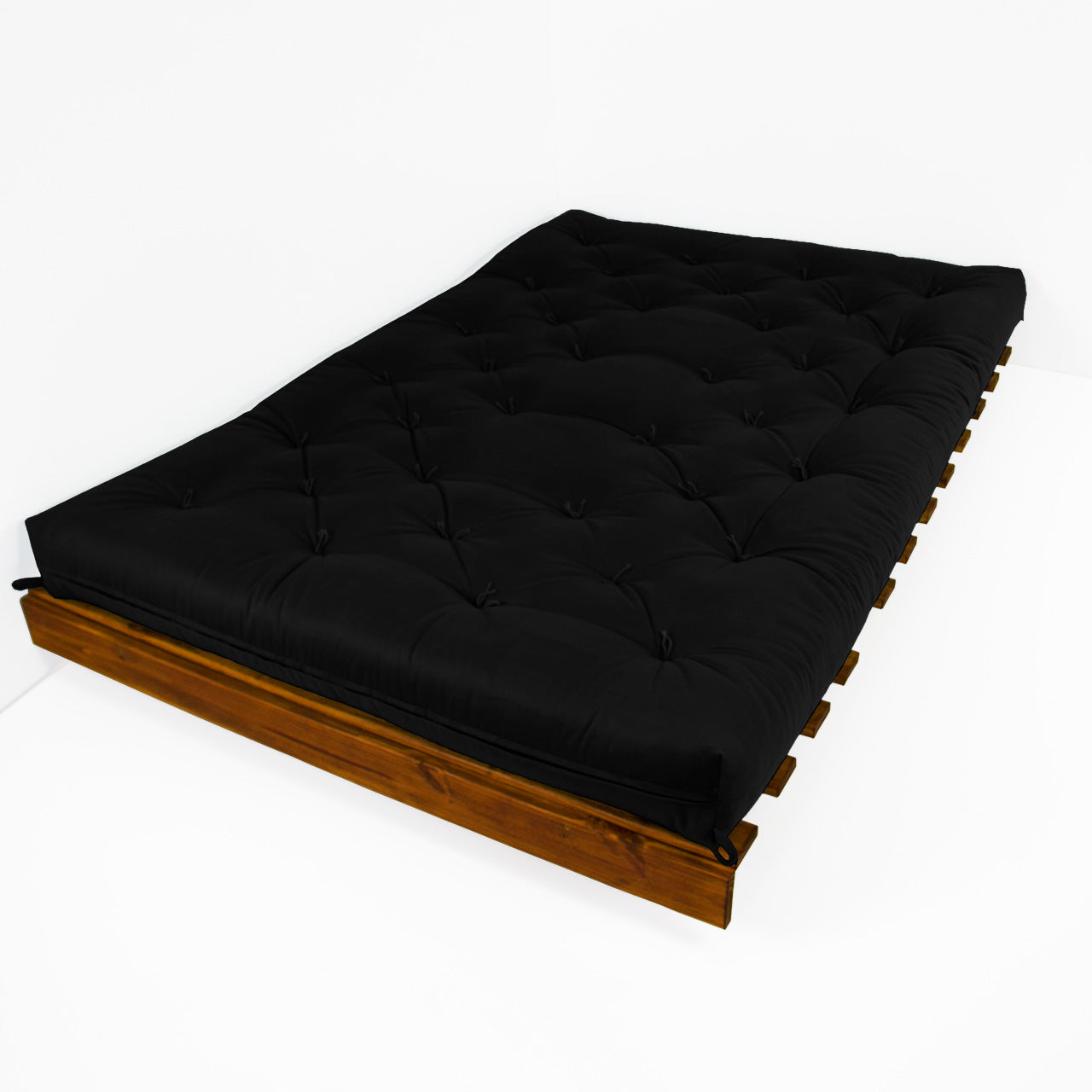 Sofá Cama Casal Futon Tokio D33 Madeira Maciça Cor Imbuia - Preto