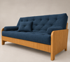 Sofá Cama Casal Futon Paris New II Ripado Acquablock em Madeira Maciça Mel - Cor Azul Royal