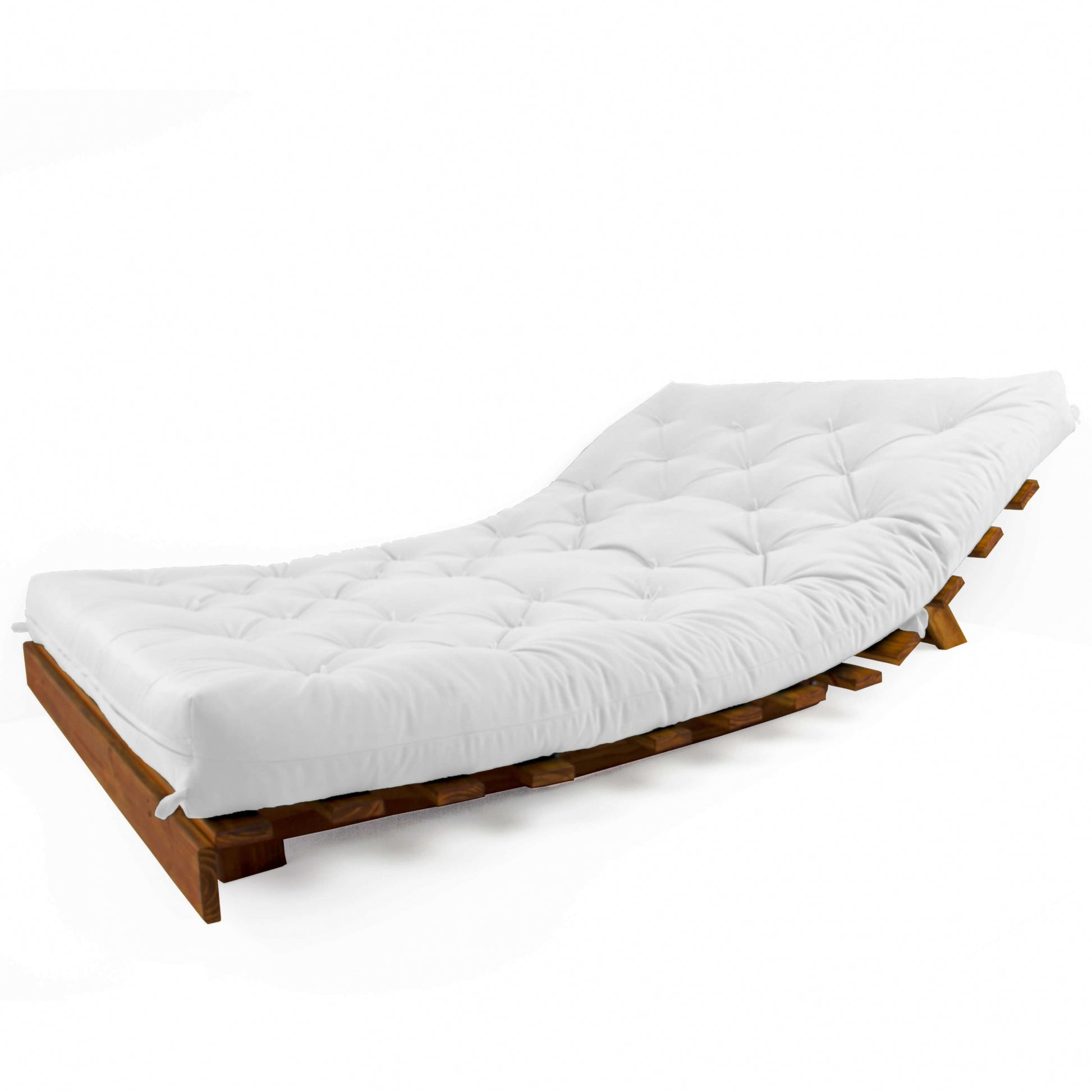 Sofá Cama Casal Futon Tokio Madeira Cor Imbuia Acquablock Branco Off