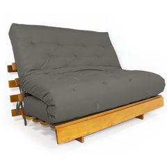Sofá Cama Casal Futon Tokio Madeira Nobre Sarja Cinza Madeira