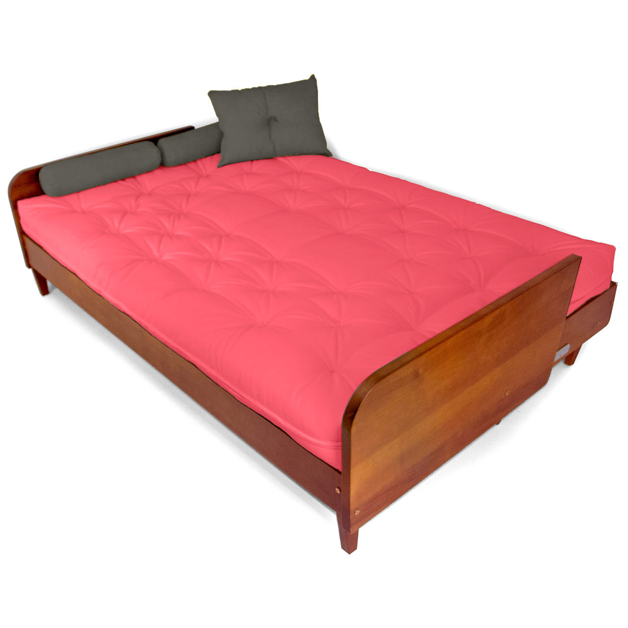 Sofá Cama Paris Sarja Madeira Nobre Imbuia - Goiaba
