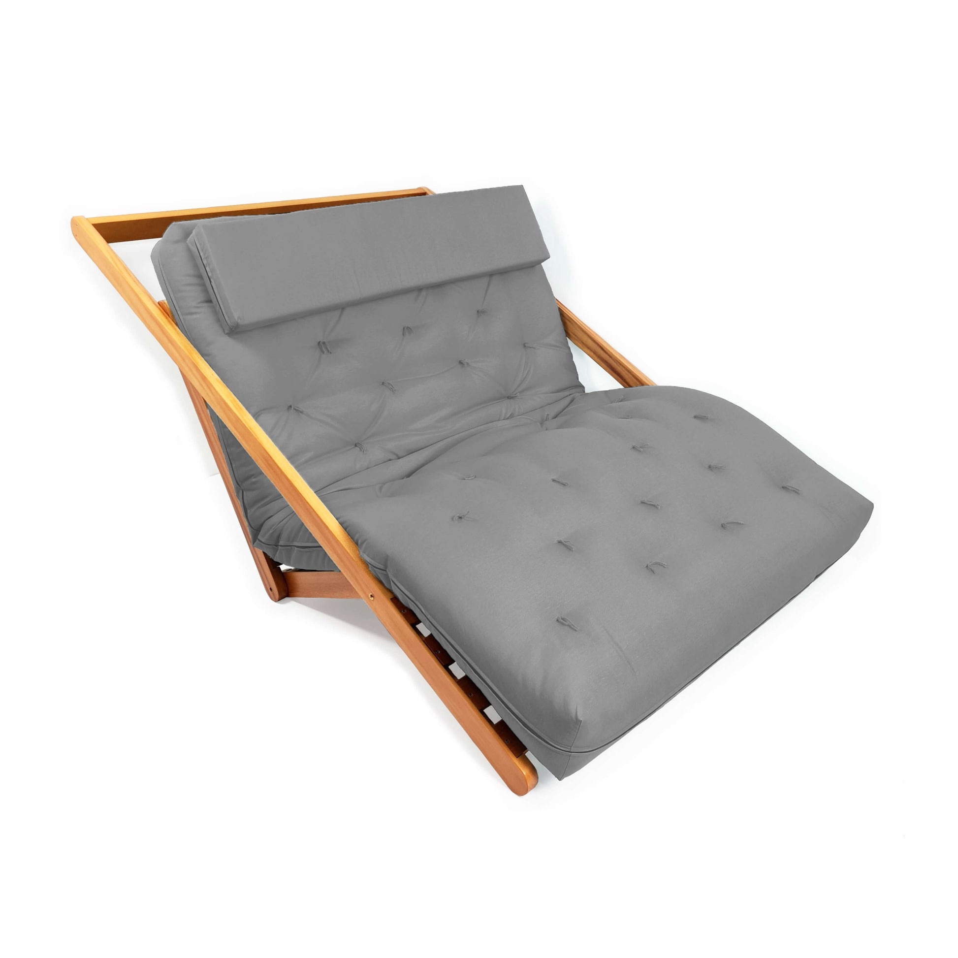 Poltrona New York Reclinável Casal Futon Sarja cinza Sala de Estar