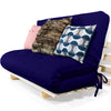 Sofa Cama Casal Futon Oriental Madeira Maciça Acquablock Azul Royal