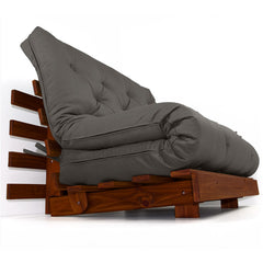 Sofá Cama Casal Futon Tokio D33 Madeira Maciça Cor Imbuia - Cinza