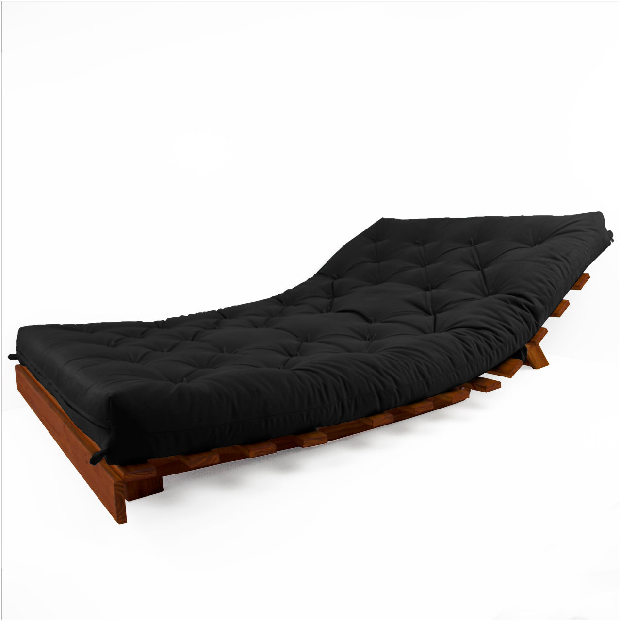Sofá Cama Casal Futon Tokio D33 Madeira Maciça Cor Imbuia - Preto