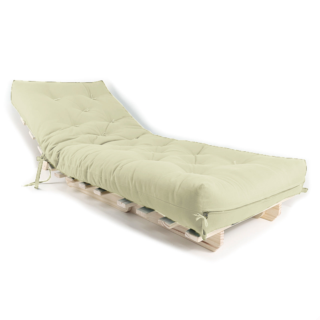 Sofa Cama Solteiro Futon Dobrável Sarja Bege