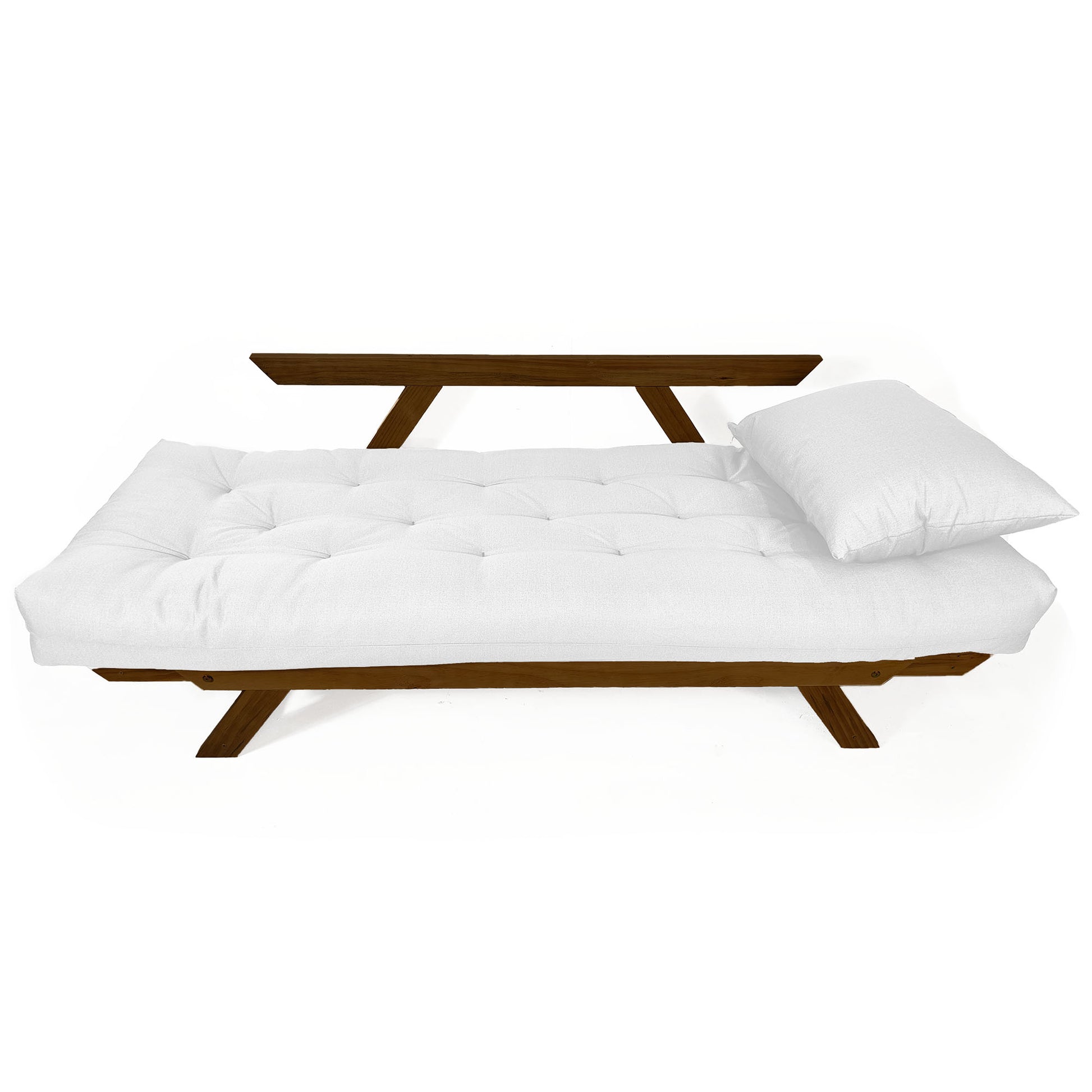 Sofá Japão Futon Acquablock Madeira Cor Imbuia D33 - Branco Off
