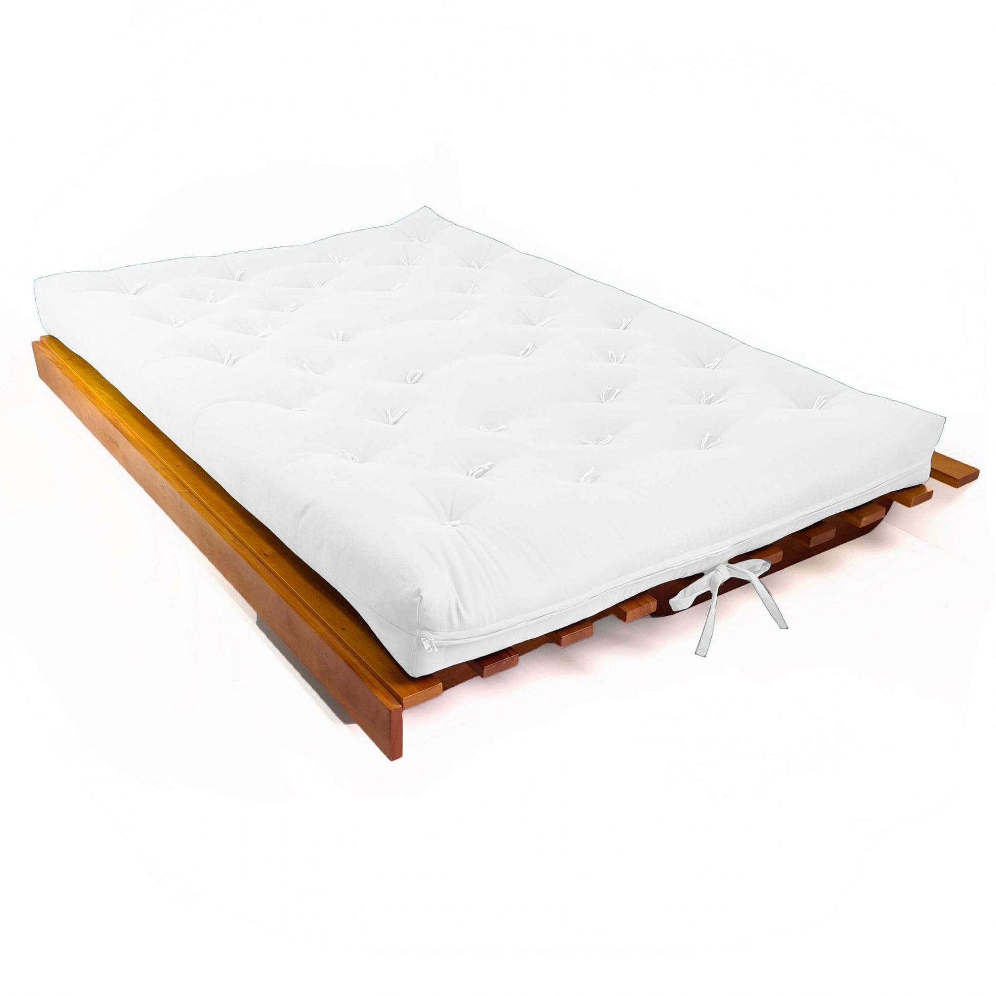 Sofá Cama Futon L Acquablock Branco Off em Madeira Nobre  Maciça