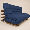 Sofá Cama Futon Oriental King Madeira Pinus Cor Imbuia Maciça Acquablock Azul Royal