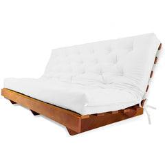 Sofá Cama Futon L Acquablock Branco Off em Madeira Nobre  Maciça