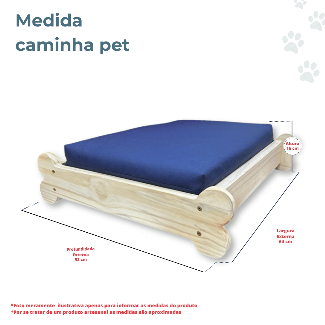 Cama Caminha Pet Impermeável Madeira Maciça - Azul Royal