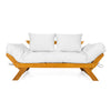 Sofá Cama Futon Reclinável Japão - Madeira Nobre Natural Tecido Acquablock Branco Off