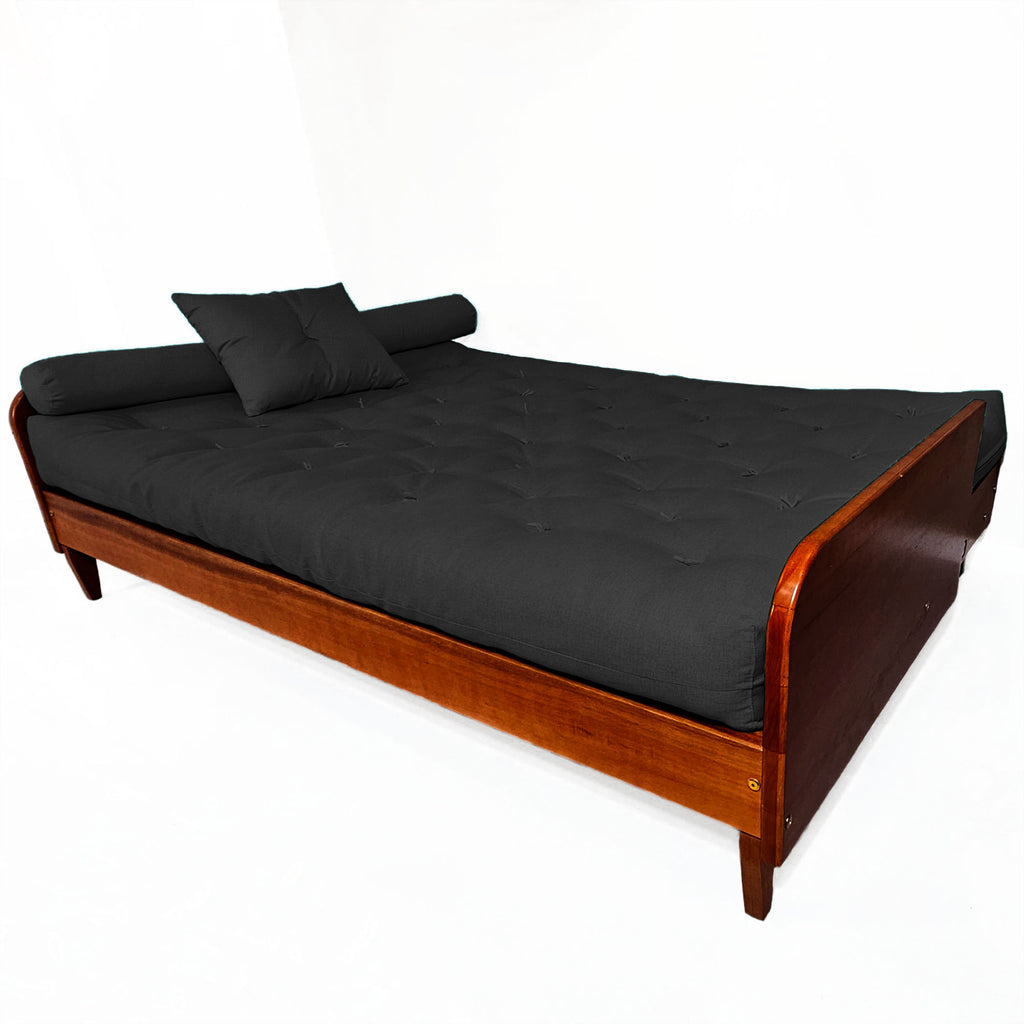 Sofá Cama Paris Sarja Madeira Nobre Imbuia - Preto