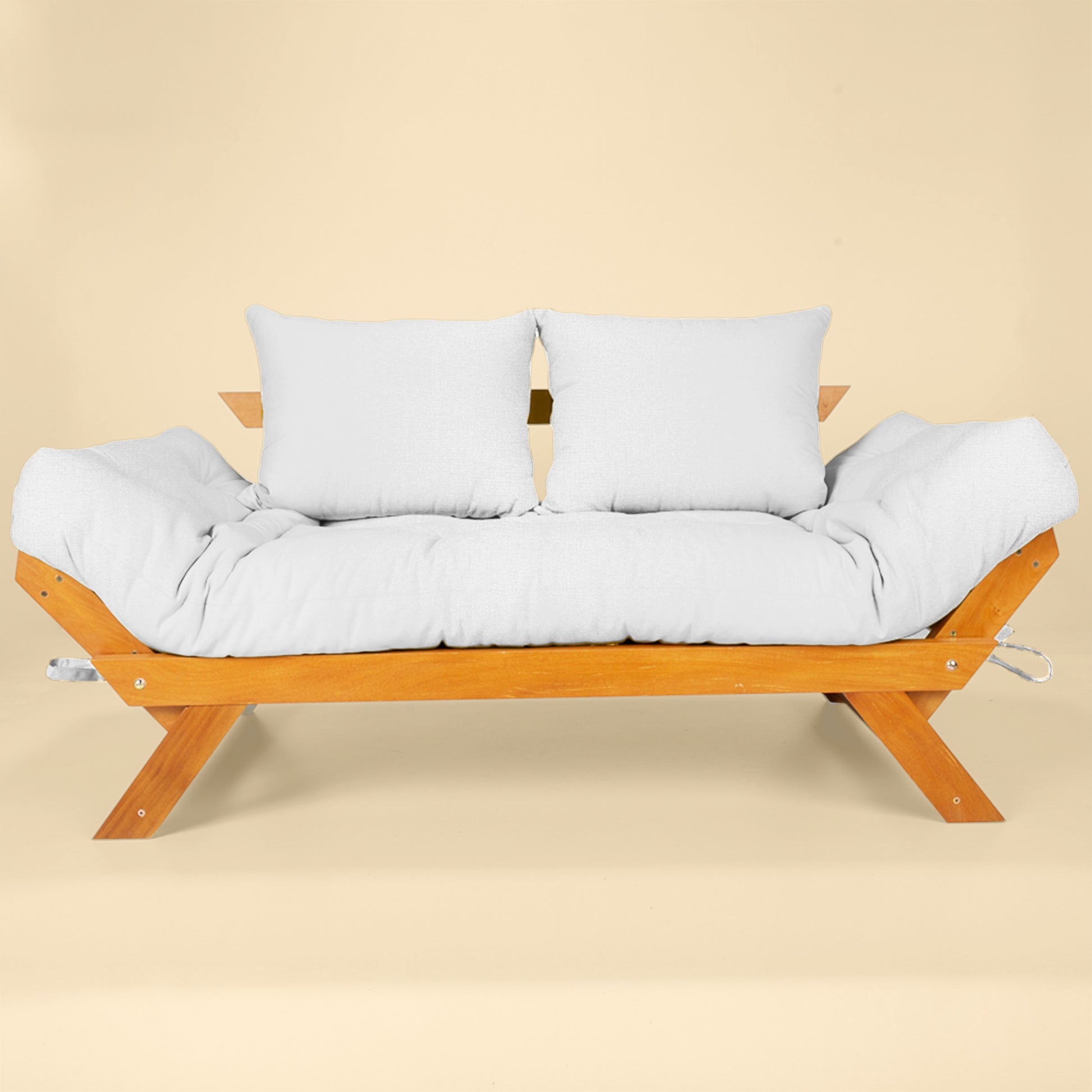 Sofá Japão Futon Acquablock Madeira Nobre Natural - Cinza Linho
