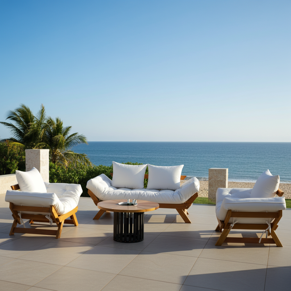 Kit Sofá Japão + 2 Poltronas Acquablock Madeira Nobre