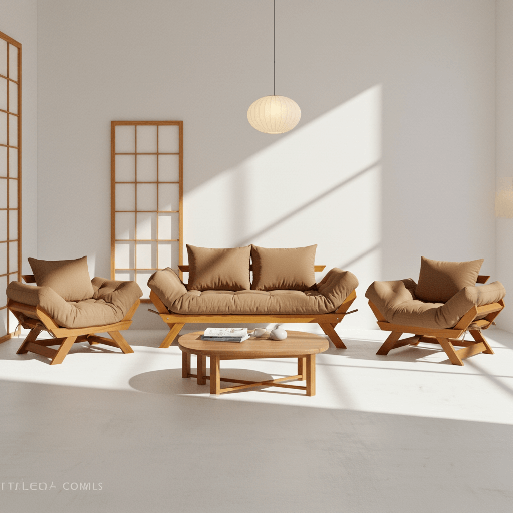 Kit Sofá Japão + 2 Poltronas Acquablock Madeira Nobre