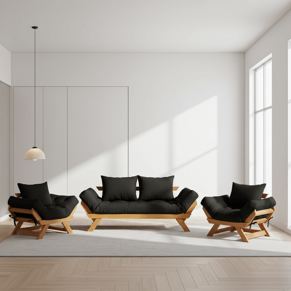 Kit Sofá Japão + 2 Poltronas Acquablock Madeira Nobre