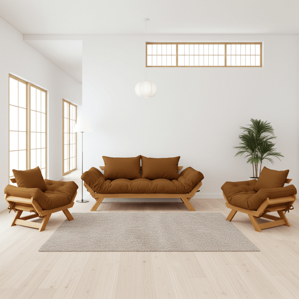 Kit Sofá Japão + 2 Poltronas Sarja