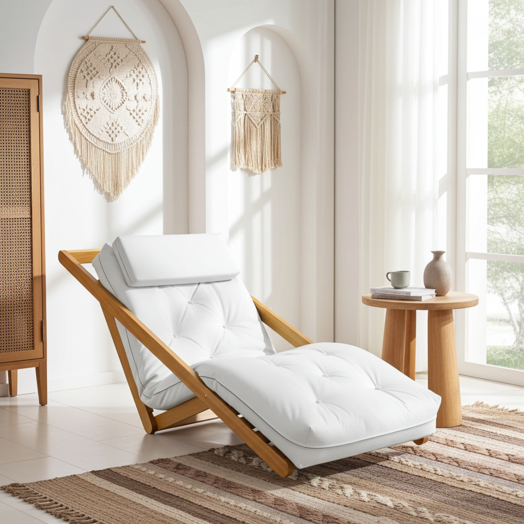 Poltrona New York Reclinável Sala de Estar Madeira Nobre Acquablock Branco Off