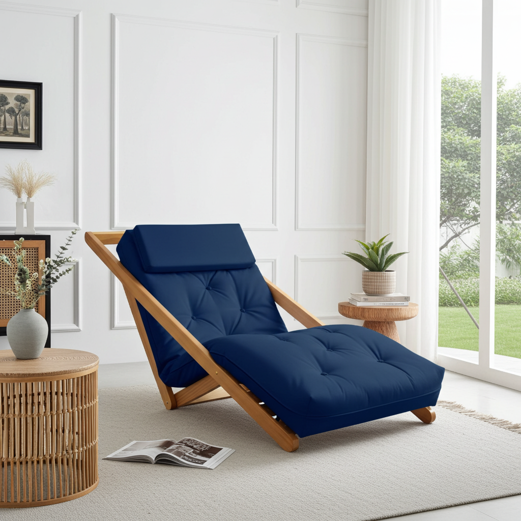 Poltrona New York Reclinável Sala de Estar Acquablock Azul Royal