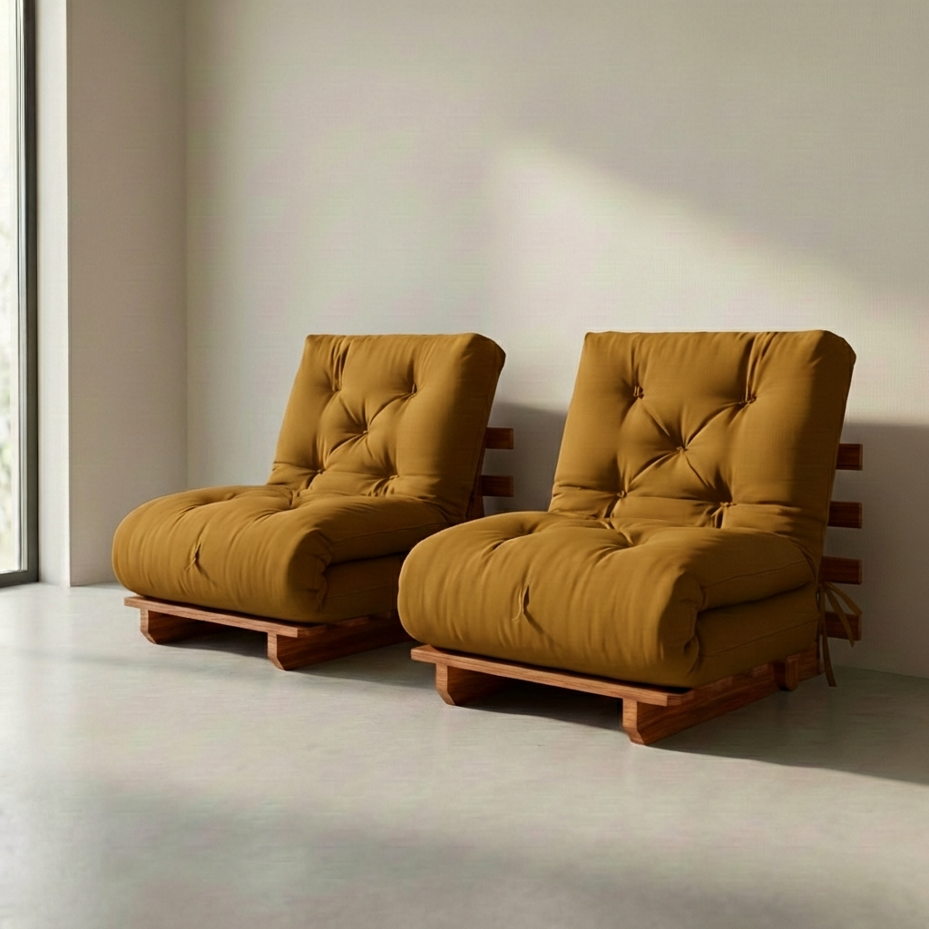 Kit Sofá Cama Solteiro Futon Dobrável Madeira Nobre + 2 Capas Acquablock