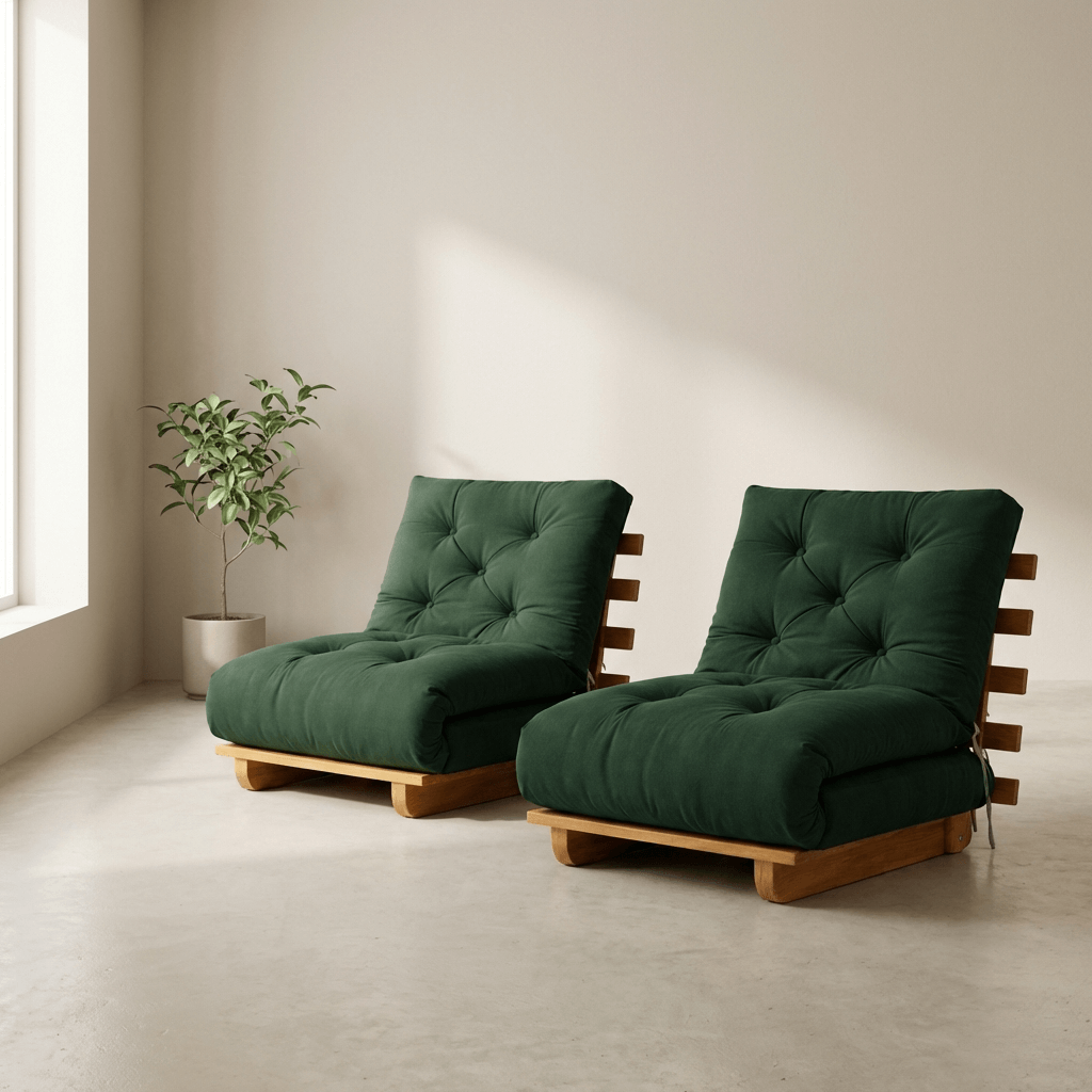 Kit Sofá Cama Solteiro Futon Dobrável Madeira Nobre + 2 Capas Acquablock