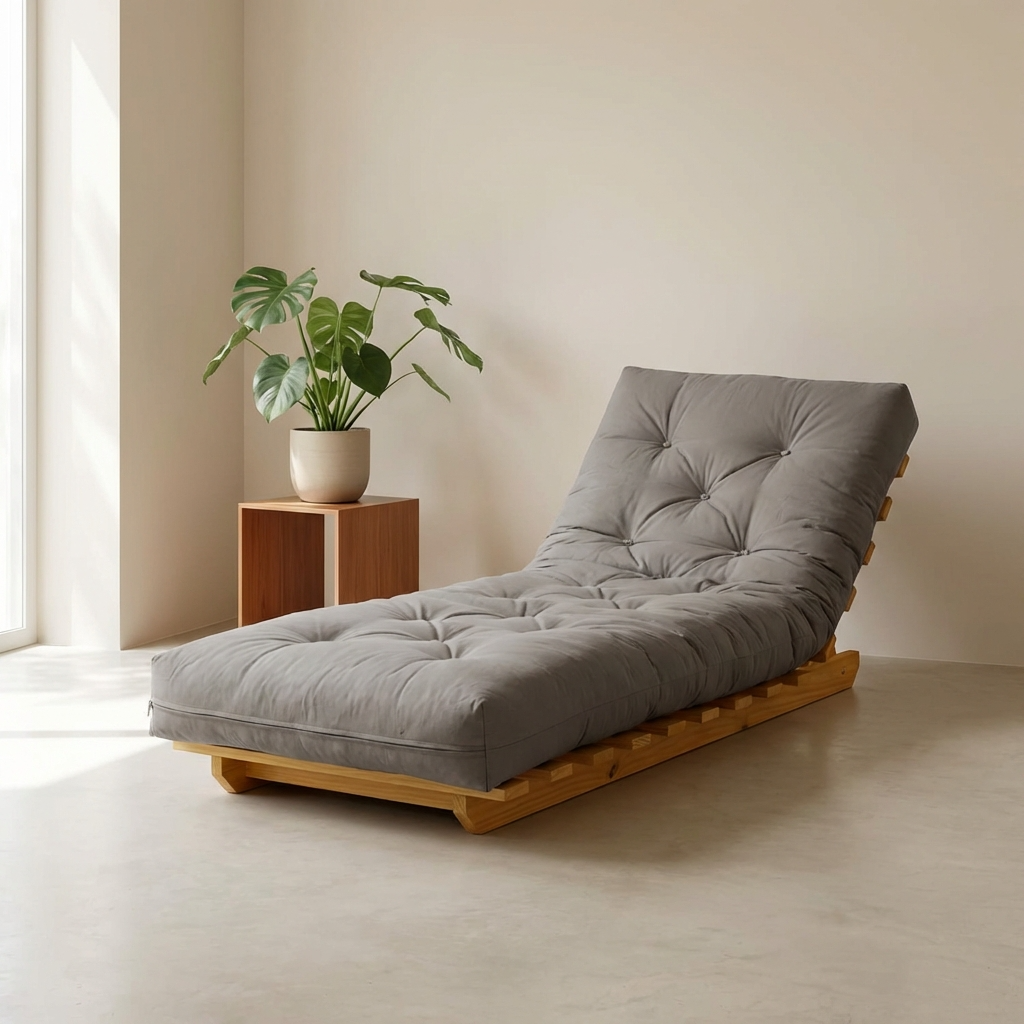 Kit Sofá Cama Solteiro Futon Dobrável Madeira Nobre + 2 Capas Acquablock