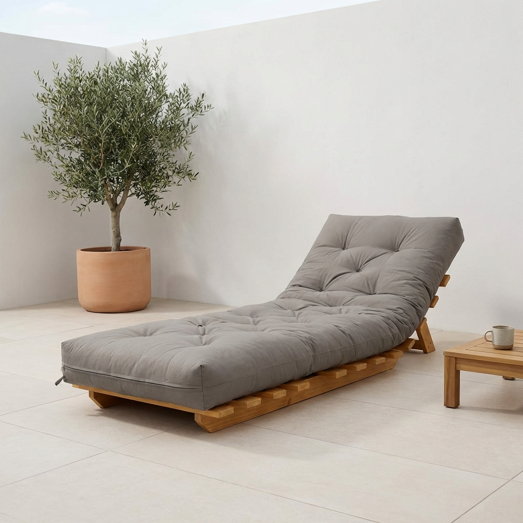 Kit Sofá Cama Solteiro Futon Dobrável Madeira Nobre + 2 Capas Acquablock