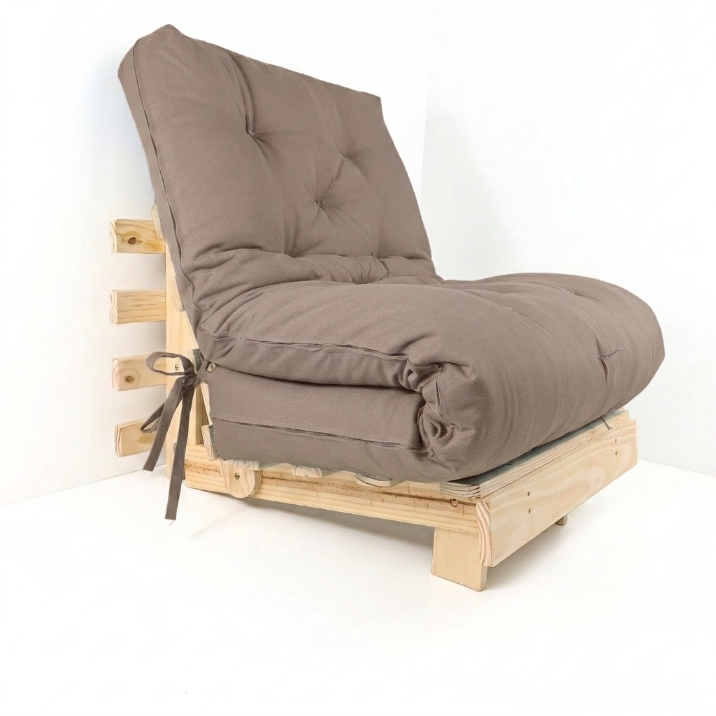 Kit Sofá Cama Solteiro Tokio Madeira Pinus Sem Pintura + Acquablock