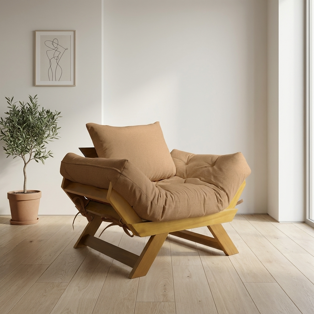 Poltrona Japão Acquablock Madeira Pinus Mel - Fendi