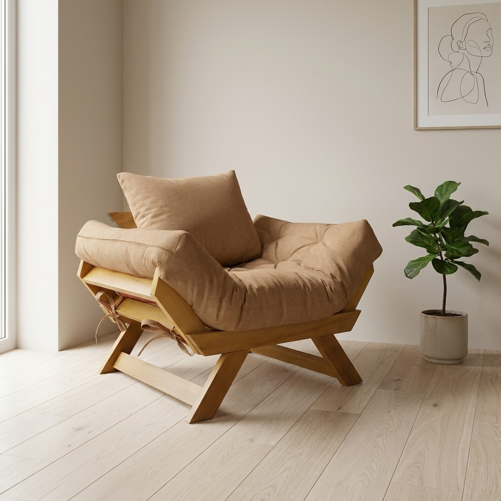 Poltrona Japão Acquablock Madeira Pinus Mel - Fendi