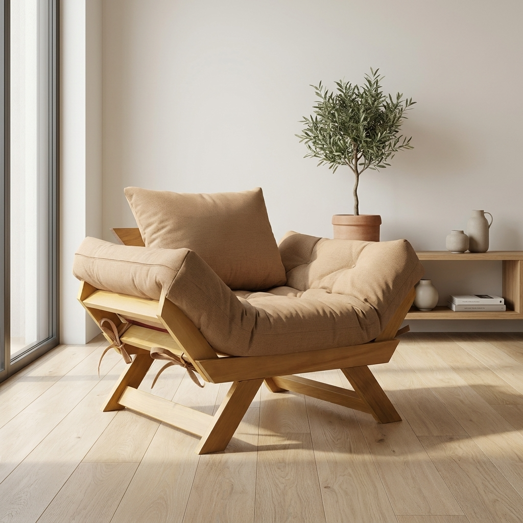 Poltrona Japão Acquablock Madeira Pinus Mel - Fendi