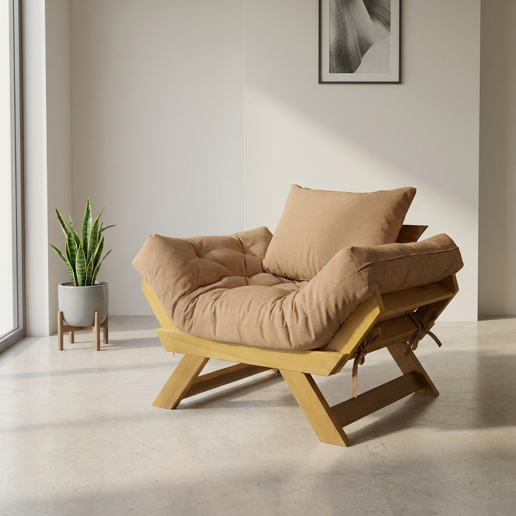 Poltrona Japão Acquablock Madeira Pinus Mel - Fendi