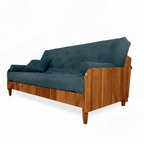 Sofá Cama Casal Futon Paris II Ripado Acquablock Madeira Maciça Mel D33 - Cor Verde Oliva