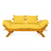 Sofá Cama Futon Reclinável Japão - Madeira Nobre Natural Tecido Acquablock Amarelo