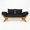 Sofá Cama Futon Reclinável Japão - Madeira Nobre Natural Tecido Acquablock Preto