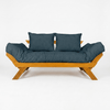Sofá Cama Futon Reclinável Japão - Madeira Nobre Natural Tecido Acquablock Verde Oliva