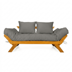 Sofá Cama Futon Reclinável Japão - Madeira Nobre Natural Tecido Acquablock Cor Chumbo