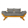 Sofá Cama Futon Reclinável Japão - Madeira Nobre Natural Tecido Acquablock Chumbo