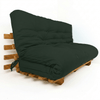 Sofá Cama Futon Oriental King Madeira Cor Mel Maciça Sarja Verde Militar