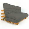 Sofá Cama Futon Oriental King Madeira Cor Mel Maciça Sarja Cinza
